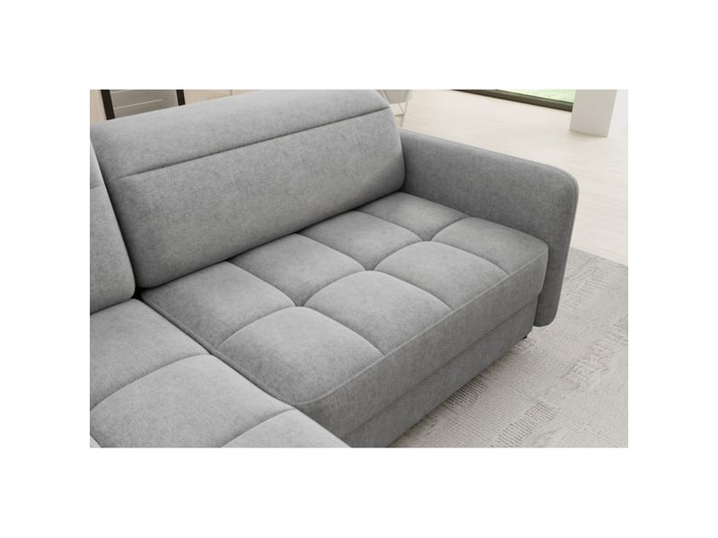  Canapé d'angle gauche convertible barnea 208 cm gris clair avec rangement  - Conforama D