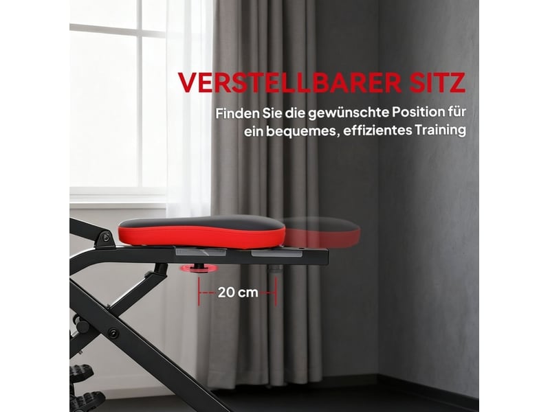  Appareil de musculation pliable 105 x 57 x 115 cm – rouge et noir – siège réglable et pédales antidérapantes  - Conforama E