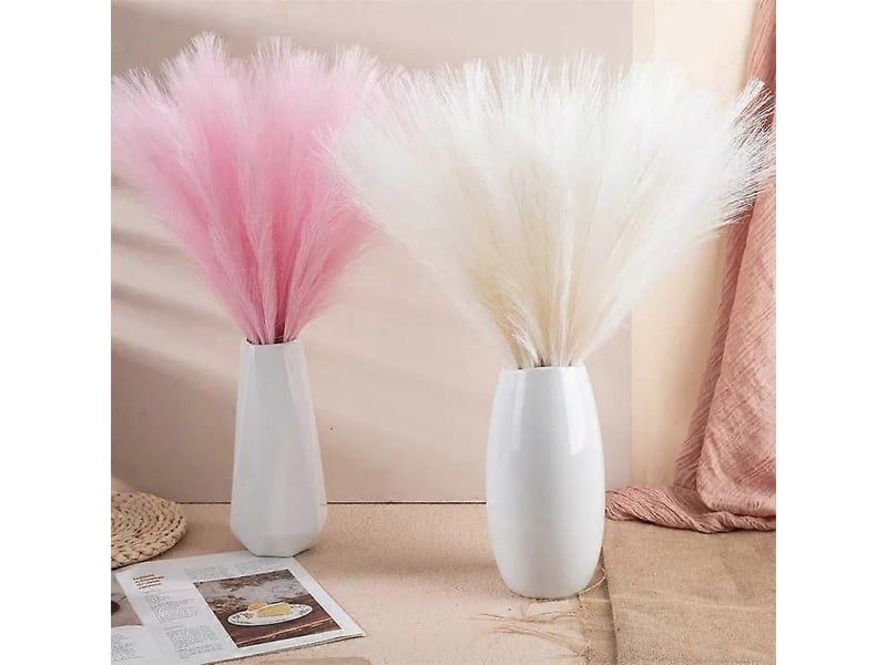  Plante artificielle de 56 cm en herbe de la pampa duveteuse, style bohème, idéale pour une décoration de mariage ou d'intérieur.rose  - Conforama B