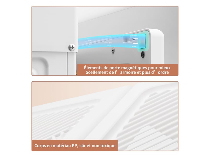  Armoire de chambre rangement ,armoire portable, 6 portes, armoire pliable,1 tringle ,blanc, 69 x 50 x 136 cm  - Conforama E