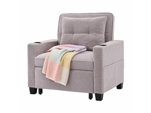 Fauteuil convertible BEAOK Tissu bouclette gris vendu A l'unité
