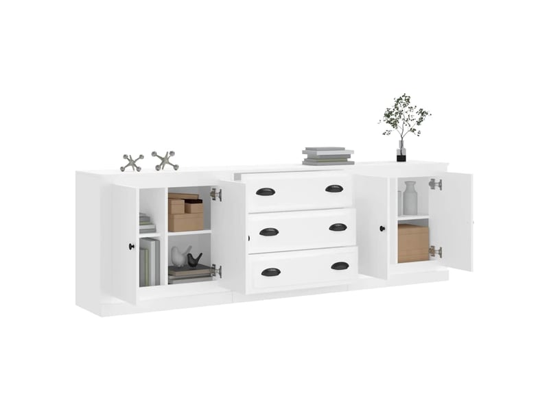  Buffets 3 pcs - bahut - meuble de rangement blanc bois d'ingénierie  - Conforama C
