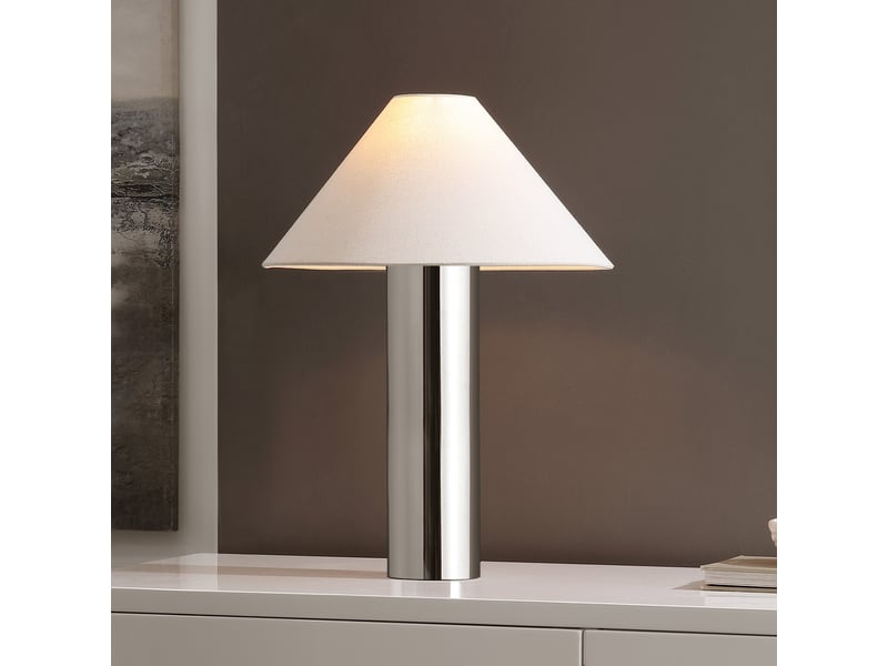  Lampe de table en métal argent blanc  - Conforama B