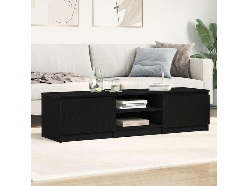  Meuble tv - banc tv - meuble de rangement en chêne noir 140x40x36 cm bois d'ingénierie  - Conforama C