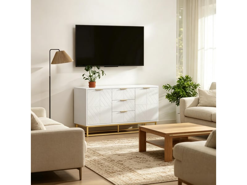  Buffet rangement modèle modern, avec tiroirs et portes, commode multifonction 1 pièce  - Conforama E