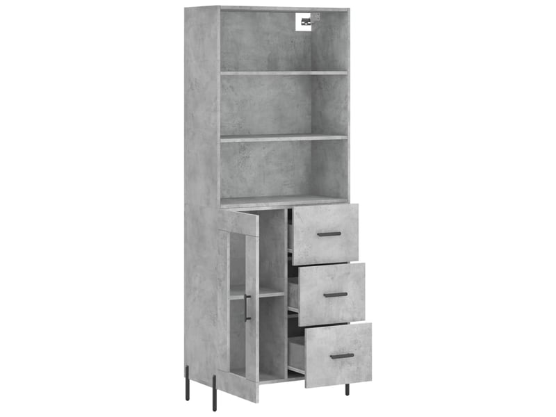  Buffet haut - bahut - meuble de rangement gris béton 69,5x34x180 cm bois d'ingénierie  - Conforama D