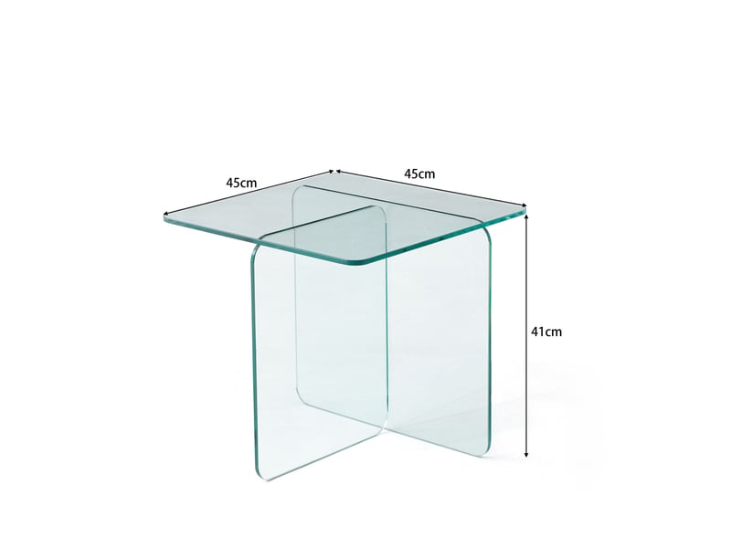  Table d’appoint en verre trempé transparent incurvé – 45 x 45 x 41 cm  - Conforama D