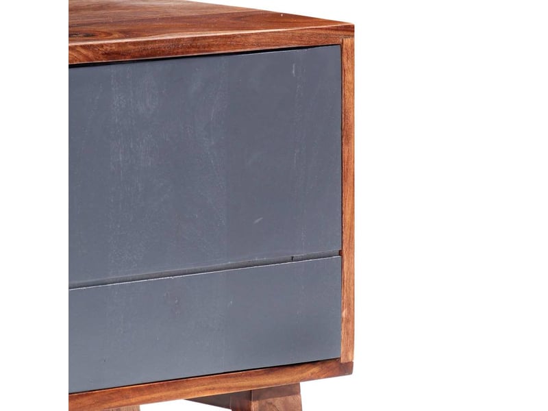  Meuble tv - banc tv - meuble de rangement gris 140x30x45 cm bois solide  - Conforama E
