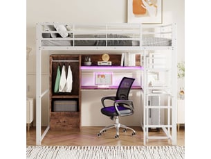 Lit mezzanine 140x200 cm SOGEU   coloris blanc