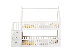 Lit superposé 90x200 cm <strong>MERAX</strong>  <strong>lit enfant blanc</strong> coloris blanc