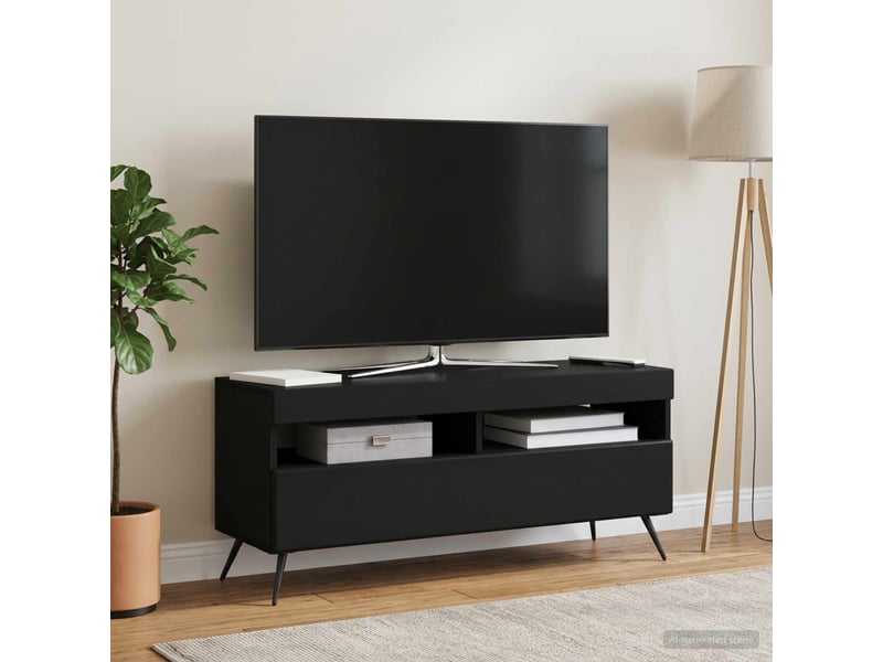 Meuble tv - banc tv - meuble de rangement led noir bois d'ingénierie - Conforama D