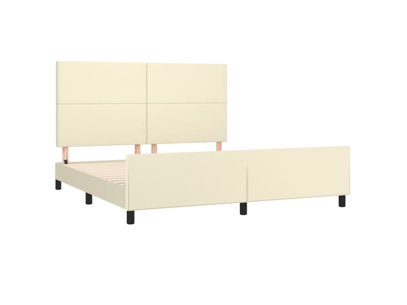  Lit double | lit adulte | cadre de lit avec tête de lit crème 180x200 cm similicuir  - Conforama E