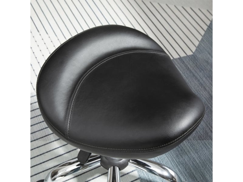  Tabouret de travail pivotant à roulettes, similicuir noir, réglable 54-69 cm, salon et massage  - Conforama E