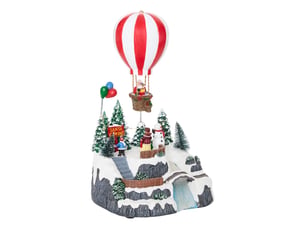 Village de noël lumineux montgolfière animé et musical 13 led à piles