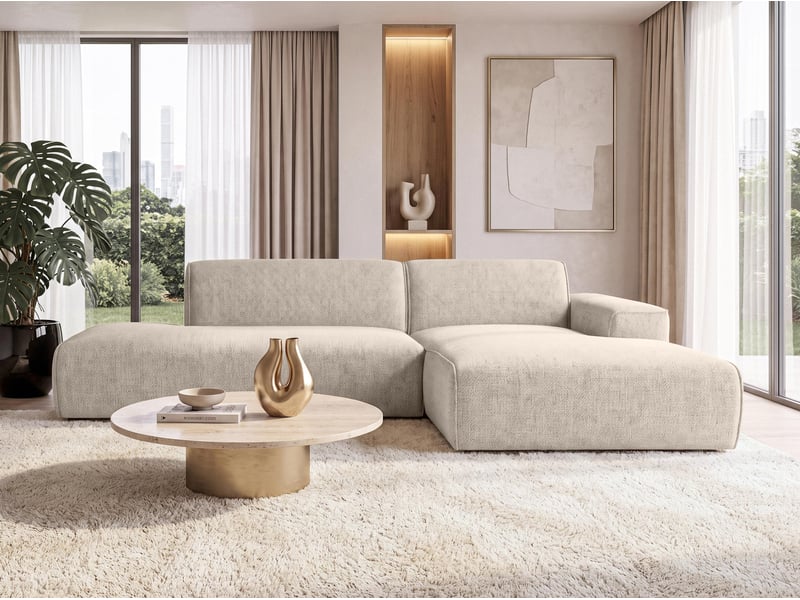 Canapé d'angle moderne didim duo, 288 cm, beige, revętement en velours d Didim Duo - Conforama C