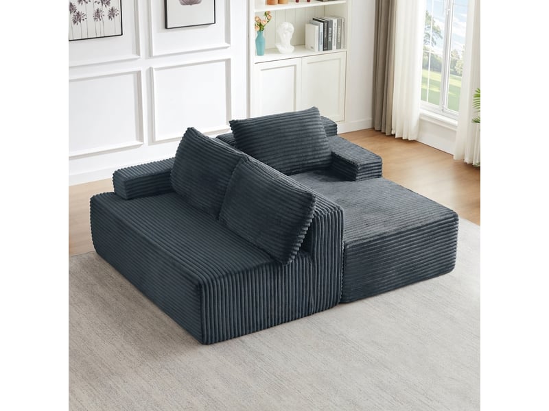  Canapé d'angle en l 4 places gris foncé cloud sans montage  - Conforama D