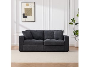 Canapé droit fixe <strong>VIVRYN</strong> <strong></strong> 2 places Tissu gris avec coffre de rangement