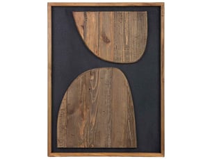 Tableau artisanal en bois recyclé relief marron et noir 62x4x82 cm h