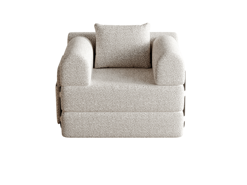  Canapé-lit une place 91.4x94x69.8 cm — rangement dans l’accoudoir, convertible, structure métal, chenille kaki  - Conforama D