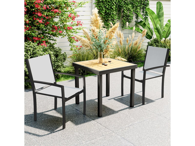 Lot de 2 fauteuils de jardin, chaises empilables, acier, 60x65x85cm, gris clair  - Conforama C
