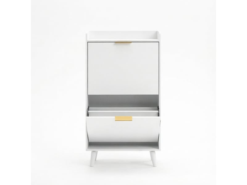 Meuble à chaussures 2 portes basculantes - lpospi - rangement 8 à 12 paires, panneaux blanc, 70 × 30 × 120 cm  - Conforama A