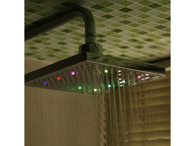  Pommeau de douche led carré 7 couleurs changeant le débit d'eau 8 pouces abs chrome 12 pièces led pour salle de bain - rw  - Conforama D