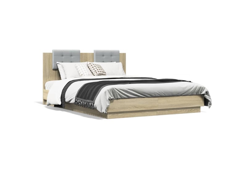  Lit double- lit adulte -  cadre de lit sans matelas chêne sonoma 150x200 cm  - Conforama A