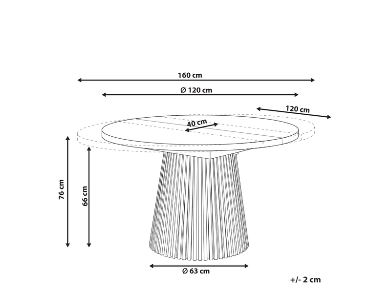 Table de salle à manger extensible moore frêne foncé 120160 cm 120 cm  - Conforama C