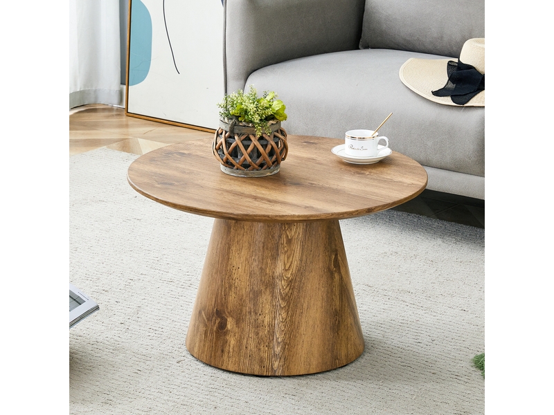  Table basse ronde avec plateau 2,5 cm, en mdf, bois, pour salon et balcon, ø 60 × 35 cm - uvrion  - Conforama D