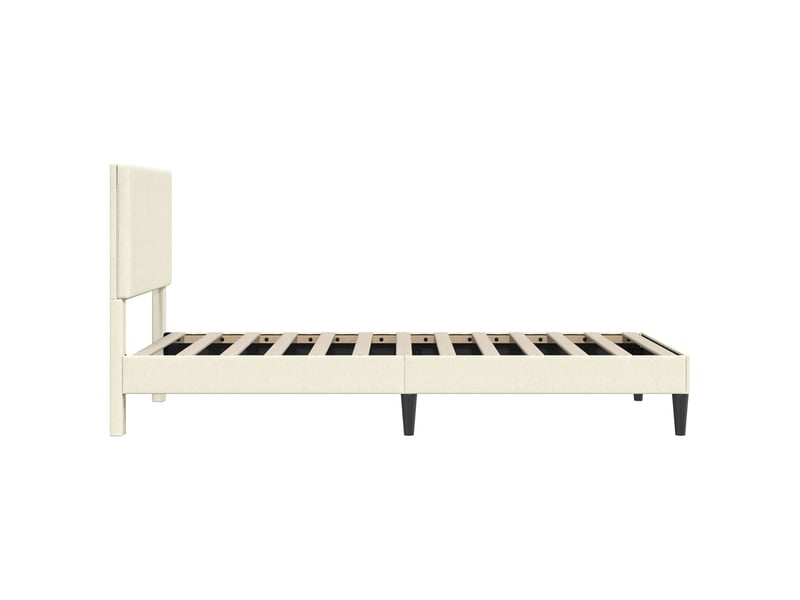  Lit simple- lit adulte -  cadre de lit crème 90 x 190 cm tissu en velours côtelé  - Conforama D