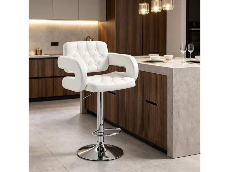  Tabouret de bar réglable en hauteur lot de 1 avec accoudoirs, dossier et siège confortable  - Conforama D
