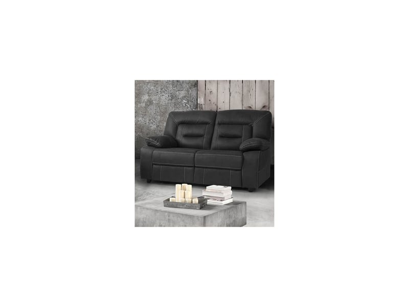  Canapé 2 places fixe tissu aspect peau anthracite  - ortolis ORTOLIS - Conforama C