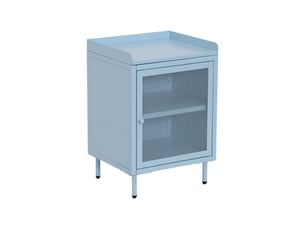Table de chevet industrielle métal 1 porte grillagée bleu clair - ohio