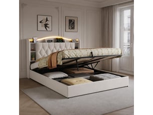 Lit coffre 160x190 cm NAHILIMI coloris beige