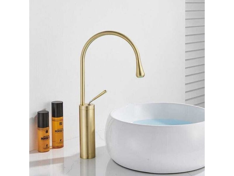  Robinet de salle de bain, robinet de lavabo en or brossé, robinet, robinet de lavabo de salle de bain avec eau chaude et froide disponible  - Conforama B