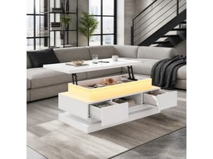 Table basse rectangulaire coloris blanc LPOSPI  - 50 cmx100 cm