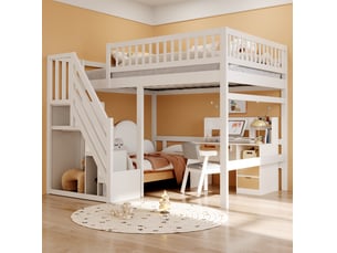 Lit mezzanine 140x200 cm <strong>HAVRYA</strong>  <strong></strong> coloris blanc