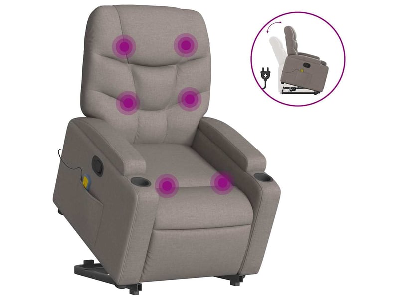  Fauteuil inclinable de massage, fauteuil relax taupe tissu shl4395  - Conforama A