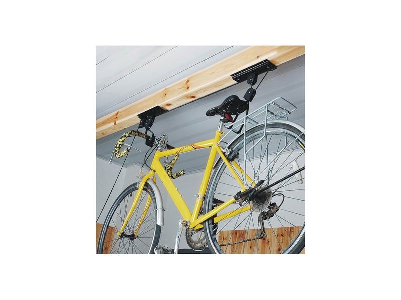 Support vélo plafond en métal avec corde 70 x 7 x 30 cm - Conforama D