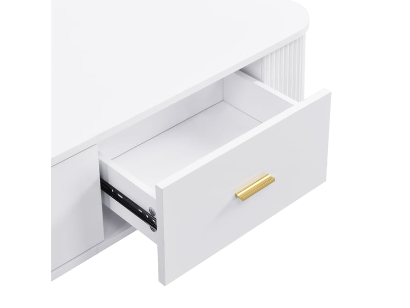  Table basse en mdf blanc, ronde, avec tiroir(s), 105 x 51 x 38 cm  - Conforama R