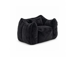 Fauteuil pouf paresseux en fausse fourrure, sans montage, rempli de mousse déchiquetée haute densité, design ergonomique,noir