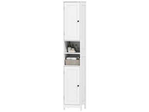 Colonne de salle de bain 2 portes et niches mdf blanc 30 x 30 x 170 cm