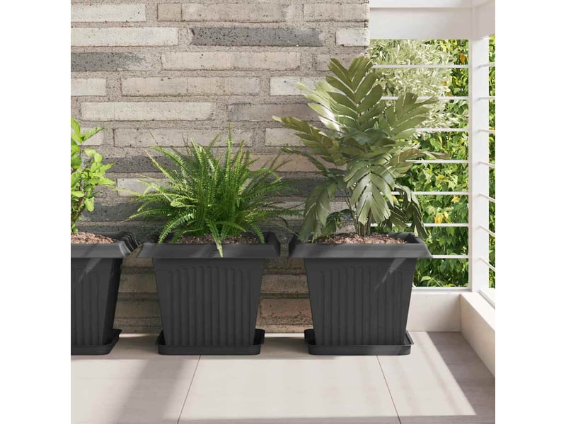 Jardinière - pots de plantes 6 pcs noir plastique - Conforama B