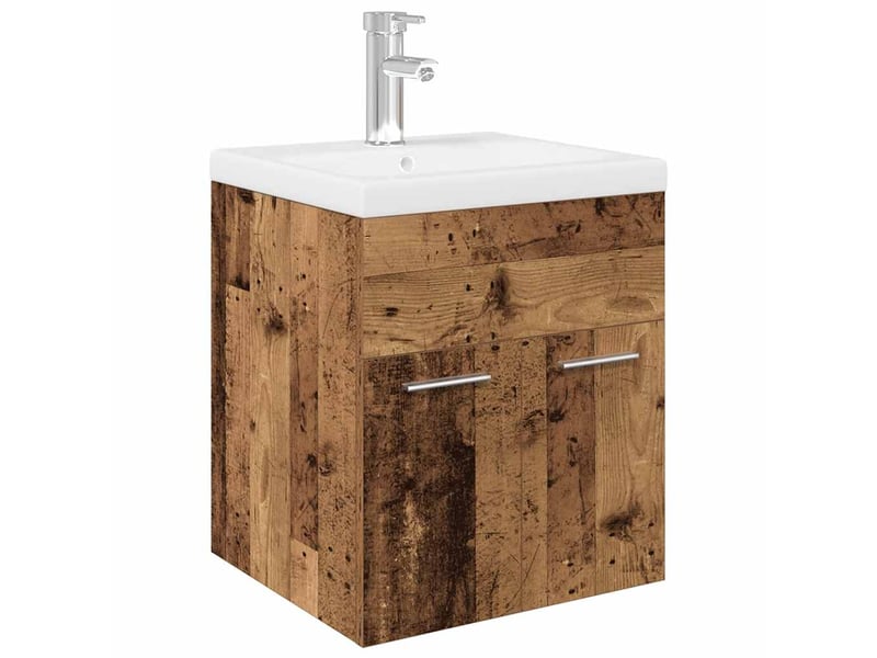  Meuble lavabo avec bassin et robinet intégré, armoire de salle de bains vieux bois cf65563  - Conforama A