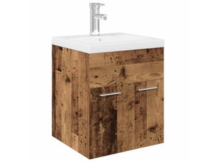 Meuble lavabo avec bassin et robinet intégré, armoire de salle de bains vieux bois cf65563