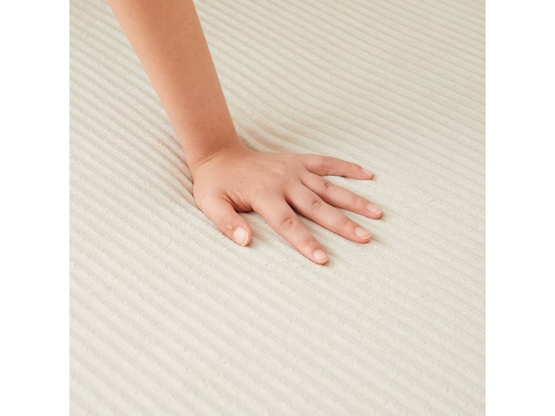  Canapé d’angle modulable 220 cm en velours côtelé – lignes arrondies et 3 coussins inclus, beige  - Conforama R