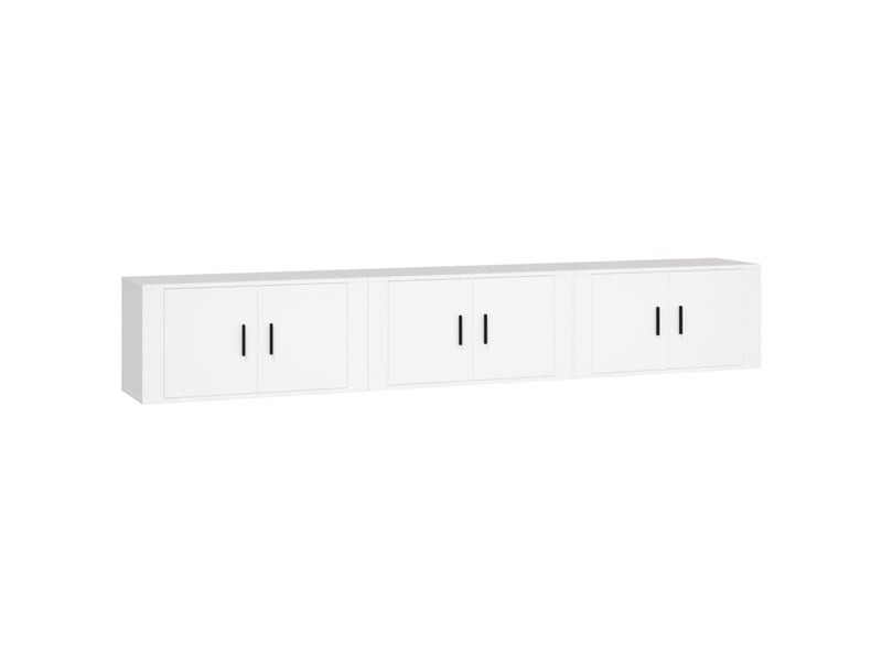  Lot de 3 meuble tv mural, meuble tv suspendu blanc 80x34,5x40 cm  - Conforama A