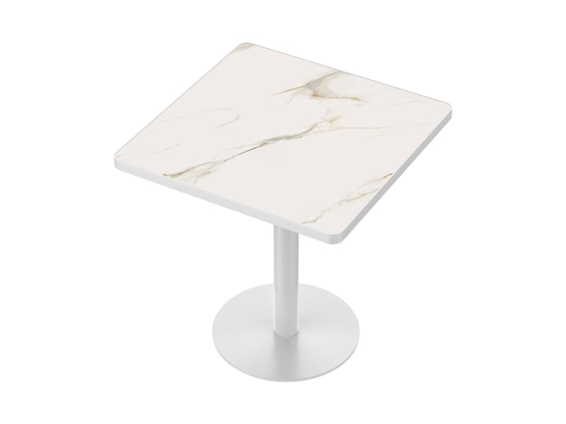  Table à manger ronde 70 cm en pierre frittée avec pieds en acier inoxydable  - Conforama D