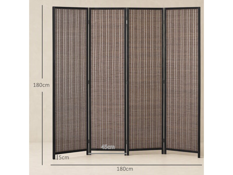  Paravent en bois séparateur de pièce closion de séparation pliable 4 panneaux marron 180 x 180 cm  - Conforama C
