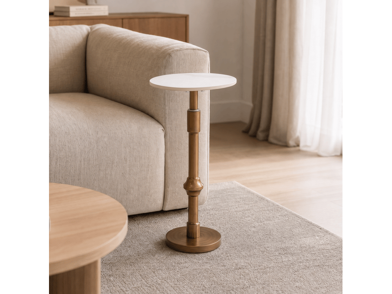  Table d'appoint réglable en hauteur 59 à 95 cm avec plateau en céramique evryae  - Conforama B